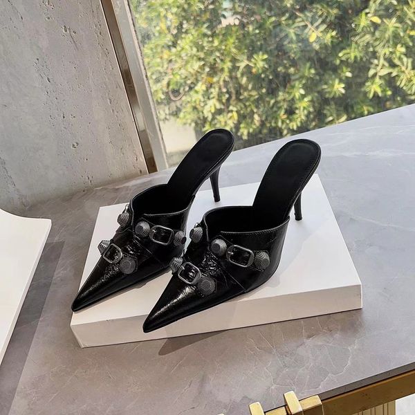 studded slippers mule women's slide high-heeled shoes pointed toe stiletto heel 90mm thick block slip sleeve open-toe luxury designes, Black
studded slippers mule women's slide high-heeled shoes pointed toe stiletto heel 90mm thick block slip sleeve open-toe luxury designes, Black