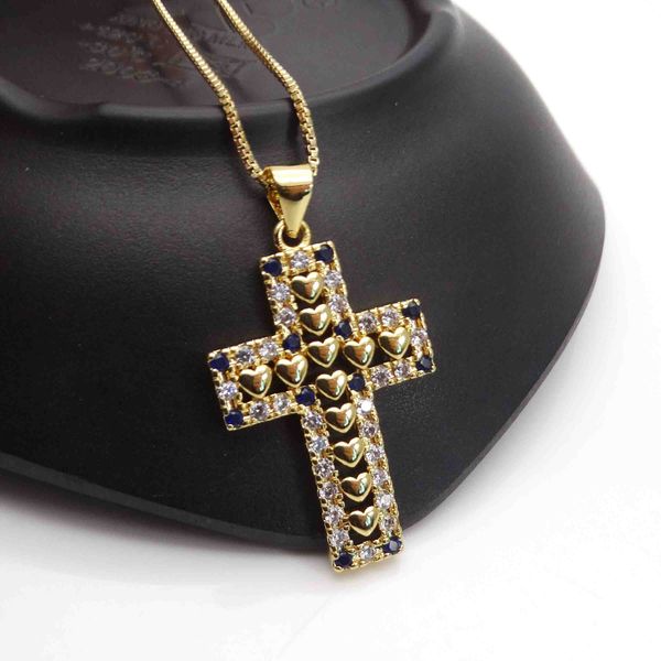 micro zircon heart shape cross pendant necklace wide version cross copper gold plated diy neck catenary necklace jewelry, Silver
micro zircon heart shape cross pendant necklace wide version cross copper gold plated diy neck catenary necklace jewelry, Silver