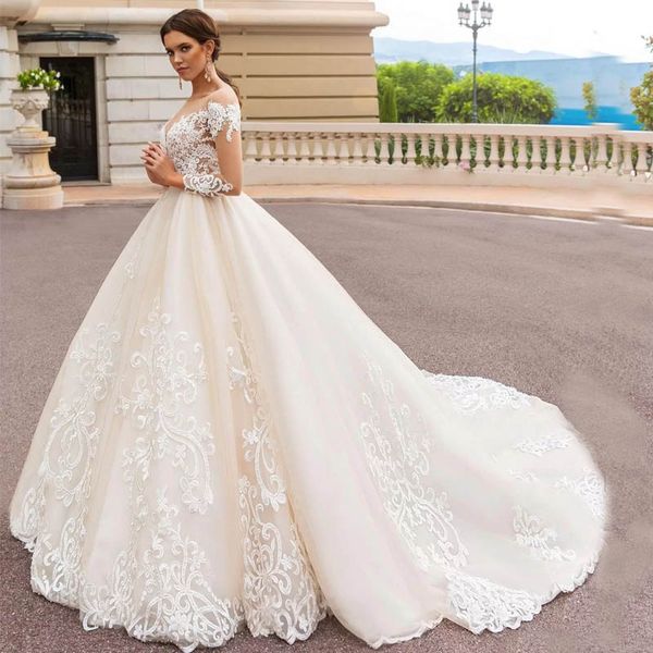 luxurious african a line applique wedding dresses with cathedral train plus size long sleeve wedding dress backless wedding gown, White
luxurious african a line applique wedding dresses with cathedral train plus size long sleeve wedding dress backless wedding gown, White