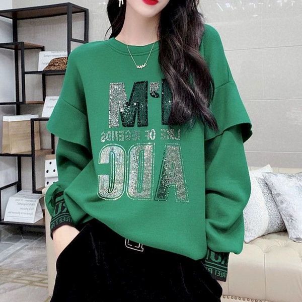 womens hoodies fashion pullovers women spring autumn trendy ruffled longsleeved personality loose diamondstudded oneck pullover 230224, Black
womens hoodies fashion pullovers women spring autumn trendy ruffled longsleeved personality loose diamondstudded oneck pullover 230224, Black
