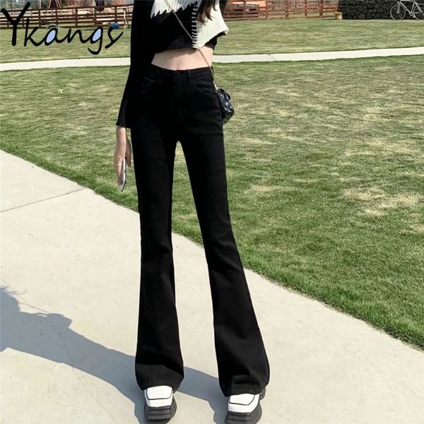 women's jeans solid color basic women classic black flared jeans high waist stretchy slimming skinny trumpet denim pants korean trouser, Blue
women's jeans solid color basic women classic black flared jeans high waist stretchy slimming skinny trumpet denim pants korean trouser, Blue