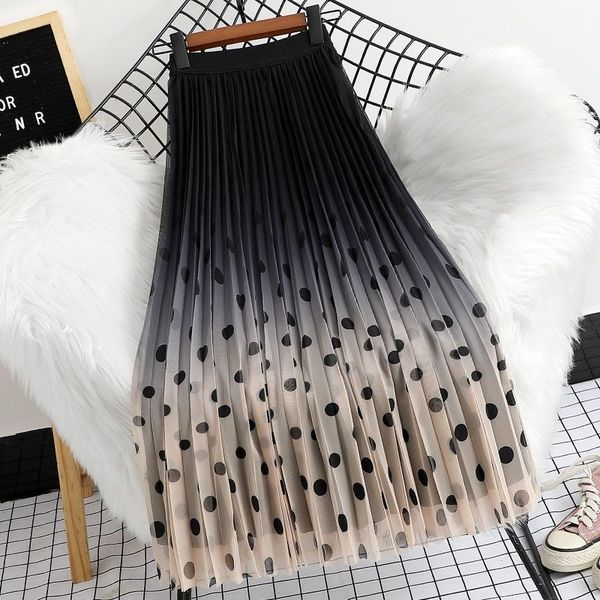 skirts gradient color polka dot mesh spring printed pleated midlength for women elegant high waist aline 230225, Black
skirts gradient color polka dot mesh spring printed pleated midlength for women elegant high waist aline 230225, Black