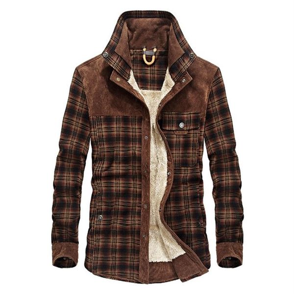 men's warm jacket fleece thick army coat autumn winter plaid jacket men slim fit clothing mens brand clothing232r, Black;brown
men's warm jacket fleece thick army coat autumn winter plaid jacket men slim fit clothing mens brand clothing232r, Black;brown