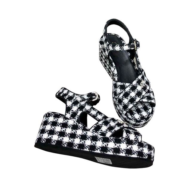22ss womens tweed dress shoes fish mouth platform wedges sandals slingbacks wedding shoe slippers adjustable ankle buckle classic green blac, Black
22ss womens tweed dress shoes fish mouth platform wedges sandals slingbacks wedding shoe slippers adjustable ankle buckle classic green blac, Black