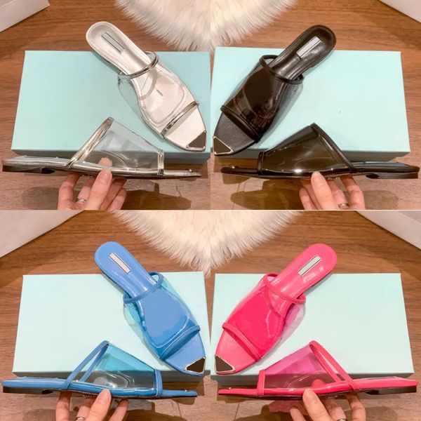 with box summer women slippers shoes logo-print plexiglas flat slides pink blue black silver fashion transparent stamp flat base sandals
with box summer women slippers shoes logo-print plexiglas flat slides pink blue black silver fashion transparent stamp flat base sandals