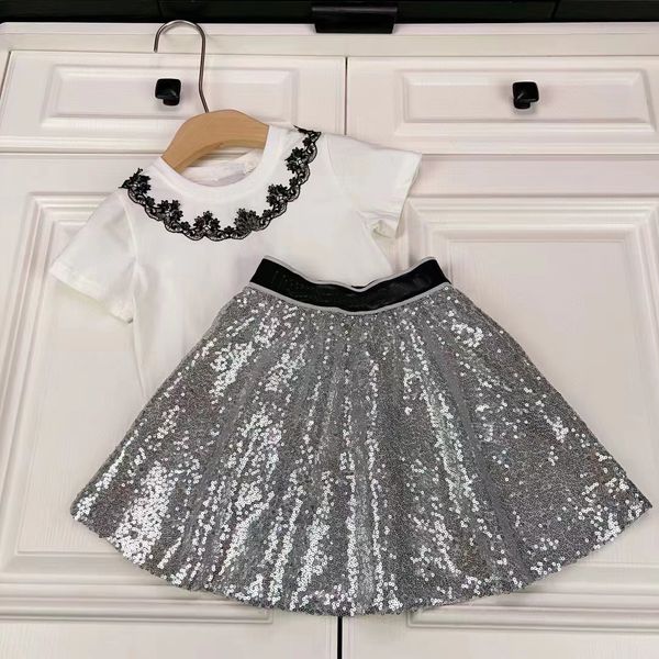 2023 kids girls 2pcs lace sets fashion summer sequins outfits children clothes, White
2023 kids girls 2pcs lace sets fashion summer sequins outfits children clothes, White