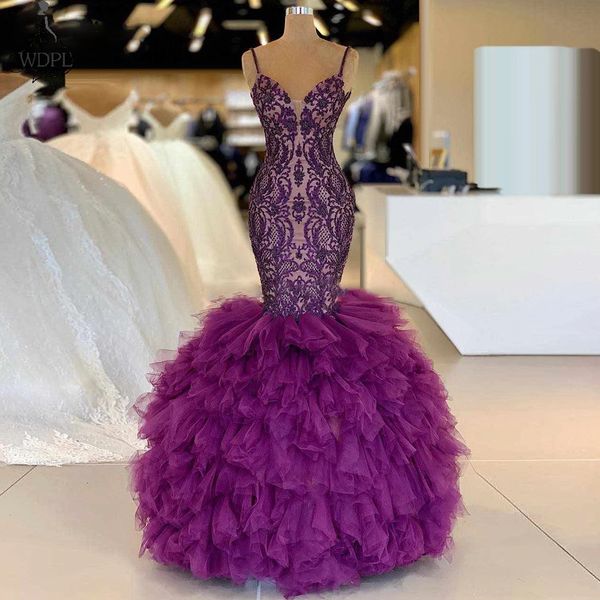 slim and flare dark purple trumpet prom dresses spaghetti straps elegant lace women formal occasion party gowns tulle ruffles fishtail skirt, Black
slim and flare dark purple trumpet prom dresses spaghetti straps elegant lace women formal occasion party gowns tulle ruffles fishtail skirt, Black