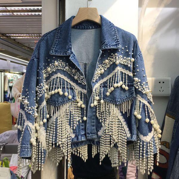 women's jackets jean jackets for women chic beading tassel outwear y2k 2023 ropa mujer streetwear casual fashion korean coat y041, Black;brown
women's jackets jean jackets for women chic beading tassel outwear y2k 2023 ropa mujer streetwear casual fashion korean coat y041, Black;brown