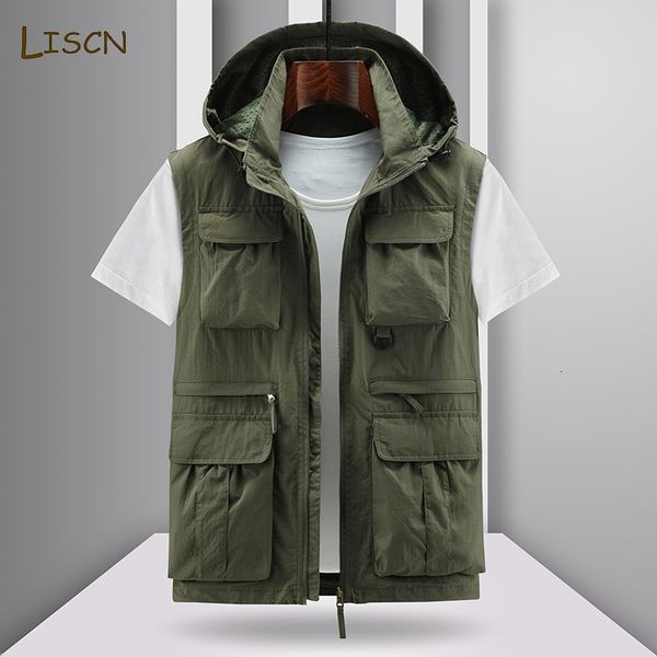 men s vests many pocket sleeveless jacket fishing casual slim fit windbreaker fashion hooded for 230225, Black;white
men s vests many pocket sleeveless jacket fishing casual slim fit windbreaker fashion hooded for 230225, Black;white