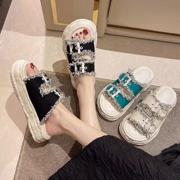 women's slippers summer outdoor fashion new thick-bottomed belt buckle comfortable deodorant non-slip beach sandals, Black
women's slippers summer outdoor fashion new thick-bottomed belt buckle comfortable deodorant non-slip beach sandals, Black