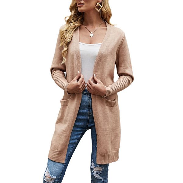 concise long cardigan women's sweaters v-neck solid color cardigan basic knitted coat with pockets long sleeves rib stiches cuff autumn, White;black
concise long cardigan women's sweaters v-neck solid color cardigan basic knitted coat with pockets long sleeves rib stiches cuff autumn, White;black