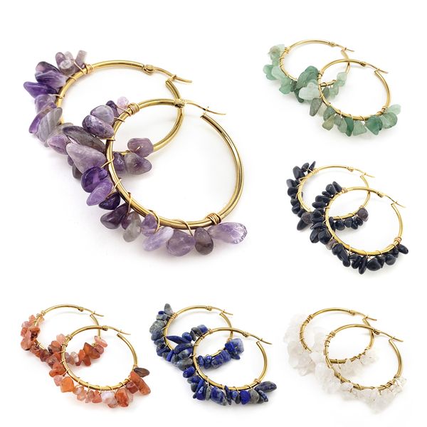 new arrival hoop earrings stainless steel waterproof healing crystal large 18k gold plated non tarnish natural raw stones huggies earrings, Golden;silver
new arrival hoop earrings stainless steel waterproof healing crystal large 18k gold plated non tarnish natural raw stones huggies earrings, Golden;silver