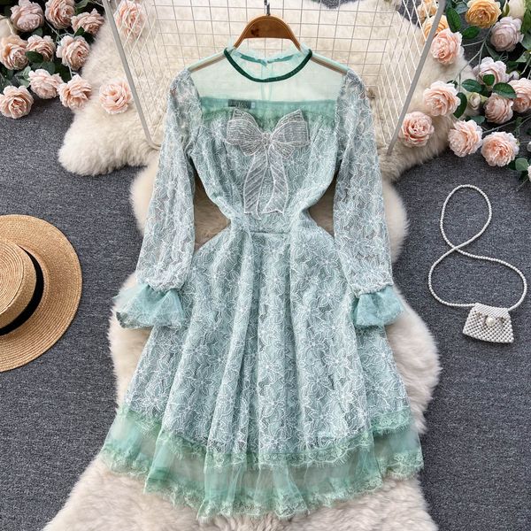 french european and american court style lace dress spring dress long-sleeved foreign small fragrant sweet princess skirt, Black;gray
french european and american court style lace dress spring dress long-sleeved foreign small fragrant sweet princess skirt, Black;gray