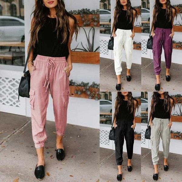 spring and summer solid color loose casual pants pocket drawstring jogger women, Black;white
spring and summer solid color loose casual pants pocket drawstring jogger women, Black;white