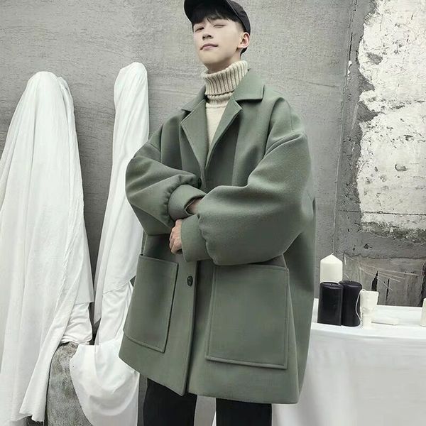 men's wool blends winter woolen trench coat windbreaker mid length jacket students korean style loose trend handsome autumn clothes men, Black
men's wool blends winter woolen trench coat windbreaker mid length jacket students korean style loose trend handsome autumn clothes men, Black