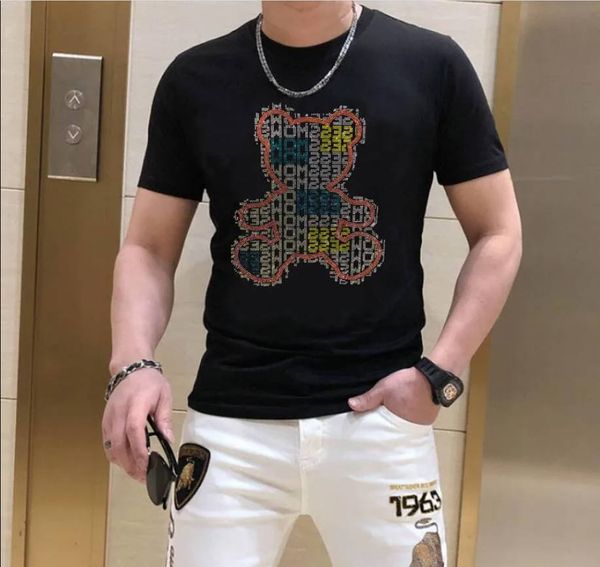 european luxury t shirt men new fashion heavy industry designer rhinestone t-shirts casual streetwear, White;black
european luxury t shirt men new fashion heavy industry designer rhinestone t-shirts casual streetwear, White;black
