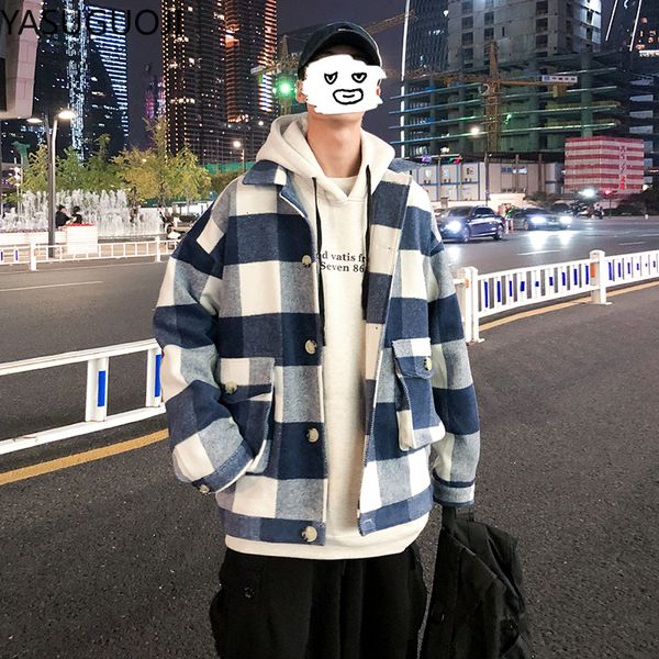 men's wool blends yasuguoji fashion plaid wollen mens winter jackets and coats casual loose checked single breasted pockets men overcoa, Black
men's wool blends yasuguoji fashion plaid wollen mens winter jackets and coats casual loose checked single breasted pockets men overcoa, Black