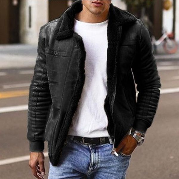 men's wool blends winter fleece warm jacket lapel fur collar coat street zipper suede turtleneck plush casual clothes 230225, Black
men's wool blends winter fleece warm jacket lapel fur collar coat street zipper suede turtleneck plush casual clothes 230225, Black