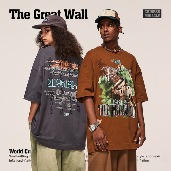 t shirt chinese style the great wall printed t shirts 2023 summer fashion high street hit hop letter printing loose retro men and women mens, White;black
t shirt chinese style the great wall printed t shirts 2023 summer fashion high street hit hop letter printing loose retro men and women mens, White;black