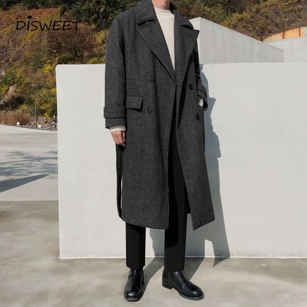 men's wool blends thick solid woolen coat men korean long sleeve loose belt double breasted warm slim winter boy 230225, Black
men's wool blends thick solid woolen coat men korean long sleeve loose belt double breasted warm slim winter boy 230225, Black