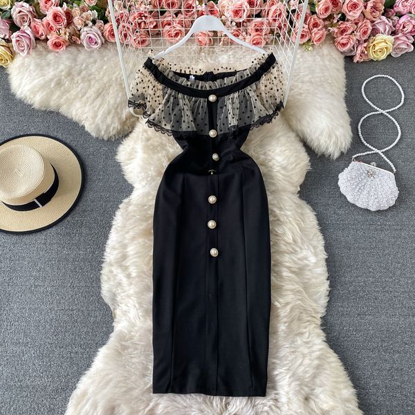 2023 vestidos temperament woman dress slash collar ladies robe dot print mesh dress summer ruffled high waist elegant vestido, Black;gray
2023 vestidos temperament woman dress slash collar ladies robe dot print mesh dress summer ruffled high waist elegant vestido, Black;gray