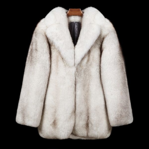 men's wool blends fur coat midlength whole leather winter thick haining 230225, Black
men's wool blends fur coat midlength whole leather winter thick haining 230225, Black