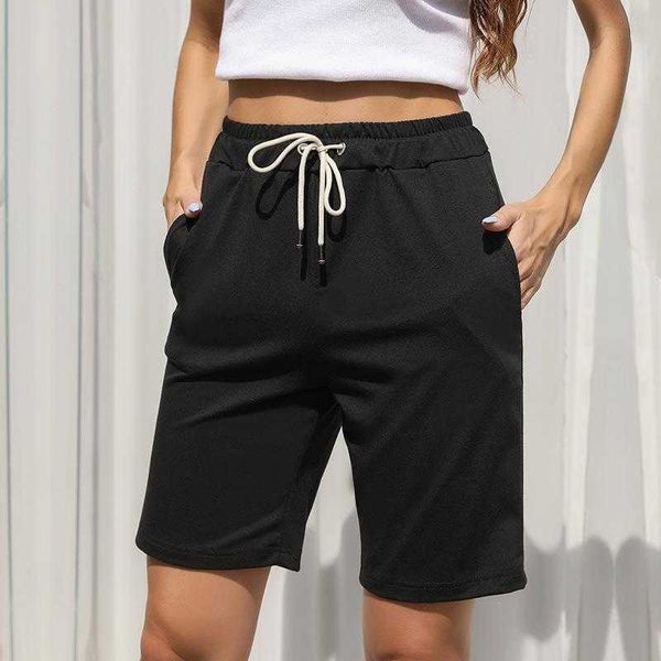 summer elastic drawstring fifth pants casual sports shorts for women, White;black
summer elastic drawstring fifth pants casual sports shorts for women, White;black