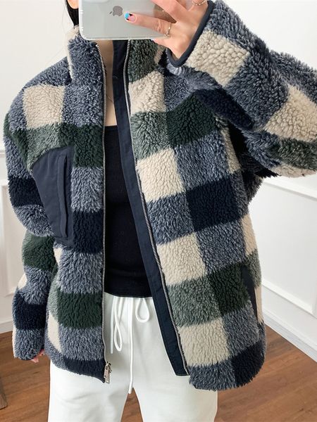 women s jackets turtleneck plaid fleece jacket winter female patchwork decor zip casual loose warm coat 230225, Black;brown
women s jackets turtleneck plaid fleece jacket winter female patchwork decor zip casual loose warm coat 230225, Black;brown