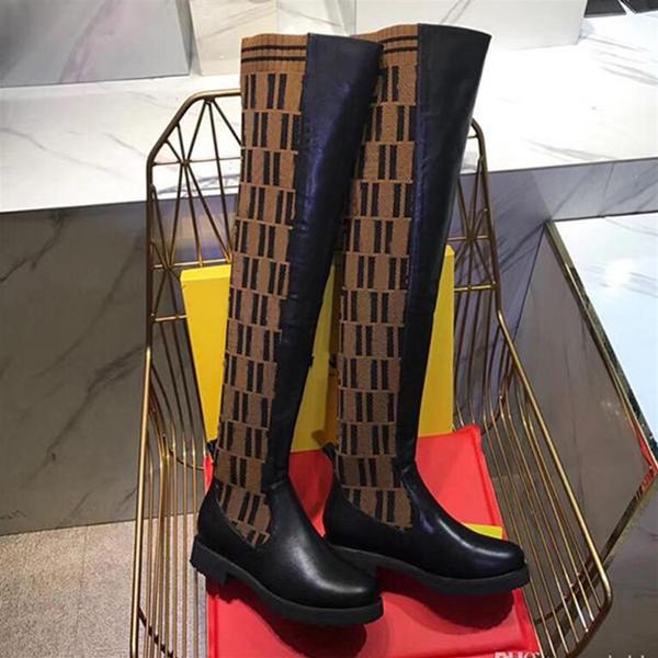 luxury women's f letter knitting thigh-high boots genuine leather fashion outdoor socks brand shoes flat br3062, Black
luxury women's f letter knitting thigh-high boots genuine leather fashion outdoor socks brand shoes flat br3062, Black