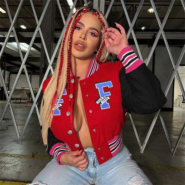 women jackets designer spring 2023 new street fashion rib panel contrast offset letter baseball shirt mock neck coat, Black;brown
women jackets designer spring 2023 new street fashion rib panel contrast offset letter baseball shirt mock neck coat, Black;brown