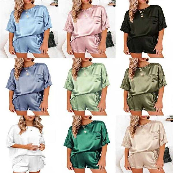 solid color pant satin pajamas home wear short sleeve shorts irregular casual two, White
solid color pant satin pajamas home wear short sleeve shorts irregular casual two, White