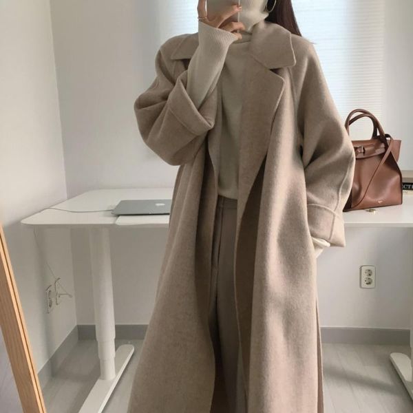 online celebrity women's wool blends women elegant long wool coat with belt solid color sleeve chic outerwear autumn winter ladies over, Black
online celebrity women's wool blends women elegant long wool coat with belt solid color sleeve chic outerwear autumn winter ladies over, Black