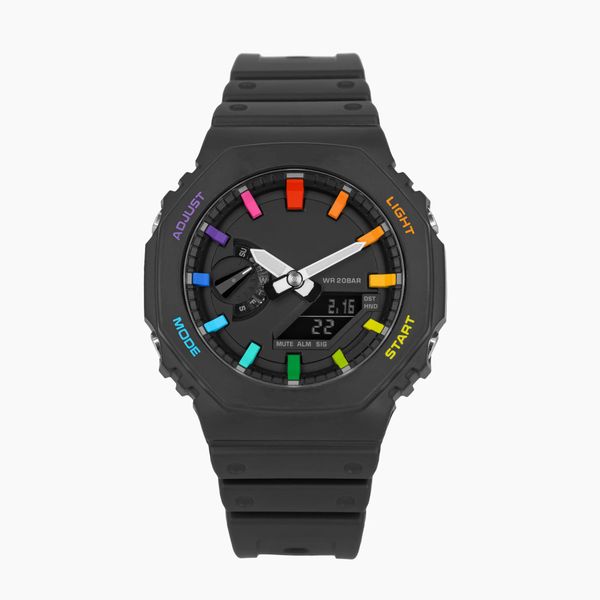 original shock watch digital quartz 2100 watch led detachable assembly oak dial black color rainbow series, Slivery;golden
original shock watch digital quartz 2100 watch led detachable assembly oak dial black color rainbow series, Slivery;golden