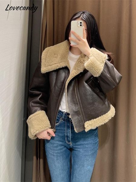 women s jackets fashion fur coat lamb wool lapel double sided short autumn and winter warm cotton jacket 230225, Black;brown
women s jackets fashion fur coat lamb wool lapel double sided short autumn and winter warm cotton jacket 230225, Black;brown