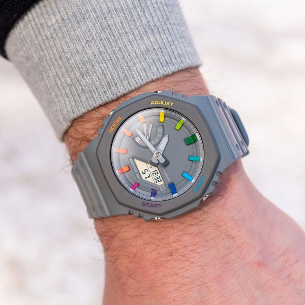 original shock watch digital quartz 2100 watch grey rainbow led detachable assembly waterproof oak series, Slivery;golden
original shock watch digital quartz 2100 watch grey rainbow led detachable assembly waterproof oak series, Slivery;golden