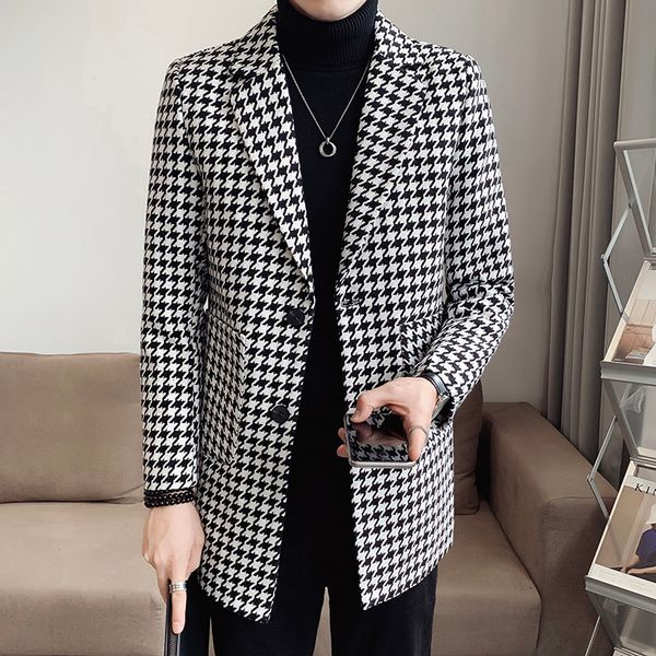 men's wool blends houndstooth lapel midlength men windbreaker coat winter suit collar fashion print casual overcoat jacket streetwear s, Black
men's wool blends houndstooth lapel midlength men windbreaker coat winter suit collar fashion print casual overcoat jacket streetwear s, Black