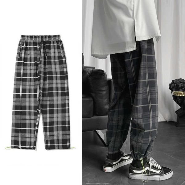 men's pants streetwear 2023 spring autumn fashion grid cotton casual pants men plaid harem harajuku joggers men z0225, Black
men's pants streetwear 2023 spring autumn fashion grid cotton casual pants men plaid harem harajuku joggers men z0225, Black