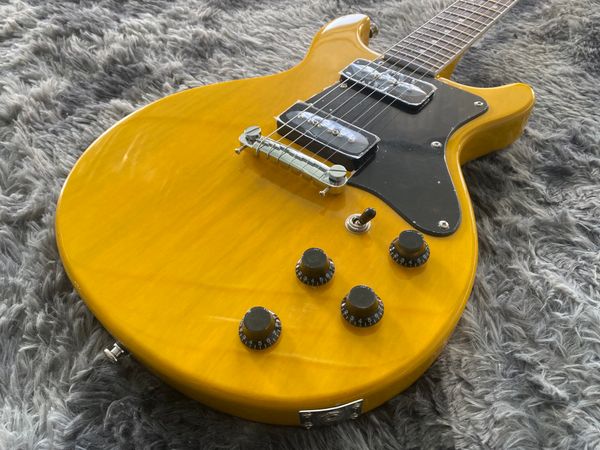 china electric guitar les junior mahogany body and neck half transparent yellow color 2 p90 pickups
china electric guitar les junior mahogany body and neck half transparent yellow color 2 p90 pickups