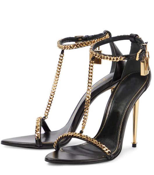 summer prefect tomfo gold chain link sandals shoes padlock pointy naked women luxury designer lady high-heeled party wedding gladiator sanda, Black
summer prefect tomfo gold chain link sandals shoes padlock pointy naked women luxury designer lady high-heeled party wedding gladiator sanda, Black