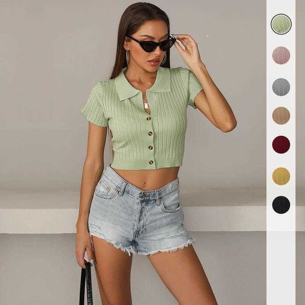 summer solid color polo collar short t shirt womens slim fit knitted sleeved, White
summer solid color polo collar short t shirt womens slim fit knitted sleeved, White