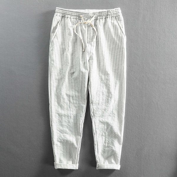 men's pants 2022 summer thin linen casual harem pants men clothing ankle length korean style striped streetwear men trousers pants blac, Black
men's pants 2022 summer thin linen casual harem pants men clothing ankle length korean style striped streetwear men trousers pants blac, Black