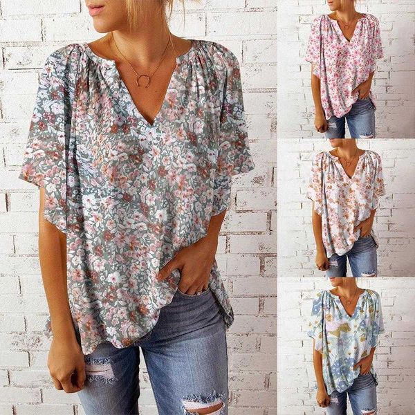 summer womens v neck shirt printed short sleeve loose leisure pullover women, White
summer womens v neck shirt printed short sleeve loose leisure pullover women, White