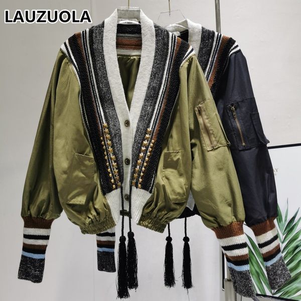 women s jackets korean style varsity jacket autumn winter fashion patchwork striped knitted v neck tassel drawstring coat outwear 230225, Black;brown
women s jackets korean style varsity jacket autumn winter fashion patchwork striped knitted v neck tassel drawstring coat outwear 230225, Black;brown