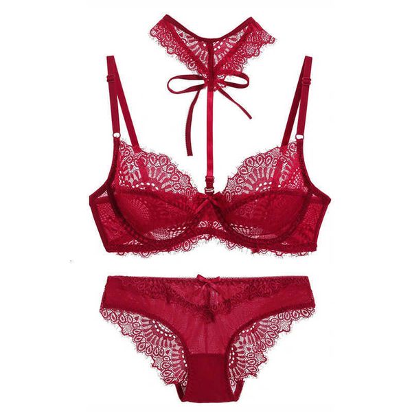 ultra thin french neck hanging chest cup with steel ring large lace underwear set women bra, Red;black
ultra thin french neck hanging chest cup with steel ring large lace underwear set women bra, Red;black