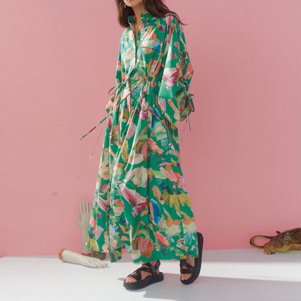 australian designer dress green floral print waist and sleeves drawstring long sleeved dress, Black;gray
australian designer dress green floral print waist and sleeves drawstring long sleeved dress, Black;gray