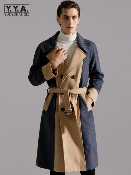 men's wool blends autumn winter mixed colors british style mens double breasted en long trench coat business casual retro overcoat 2302, Black
men's wool blends autumn winter mixed colors british style mens double breasted en long trench coat business casual retro overcoat 2302, Black