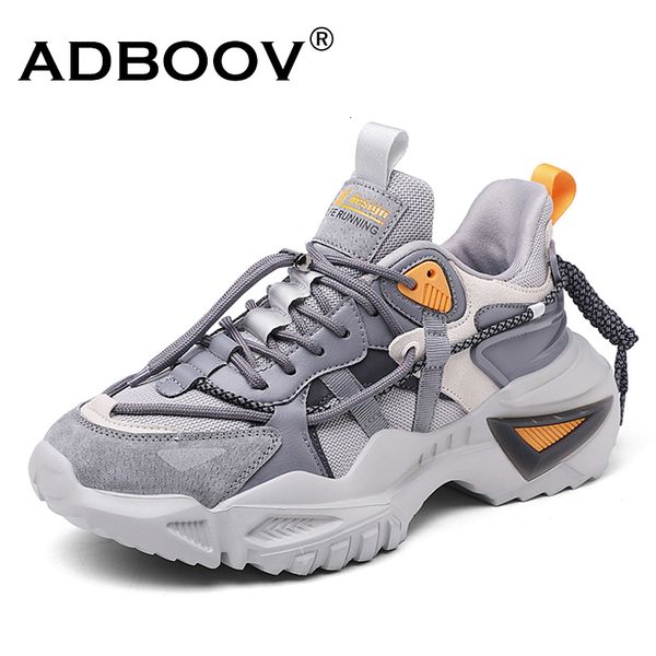 dress shoes adboov fashion chunky sneakers men genuine leather casual trainers 230225, Black
