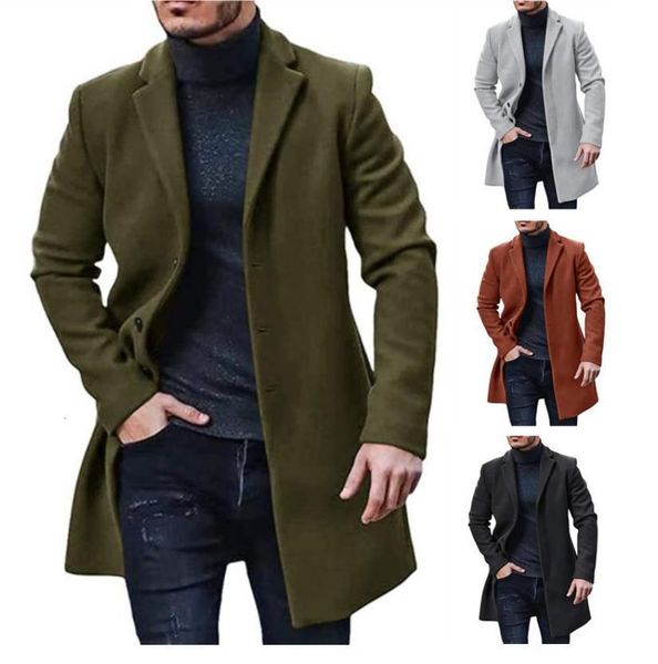 men's wool blends 2023 spring autumn fashion winter jackets felt coat men woolen medium length man trench outdoor army green 230225, Black
men's wool blends 2023 spring autumn fashion winter jackets felt coat men woolen medium length man trench outdoor army green 230225, Black