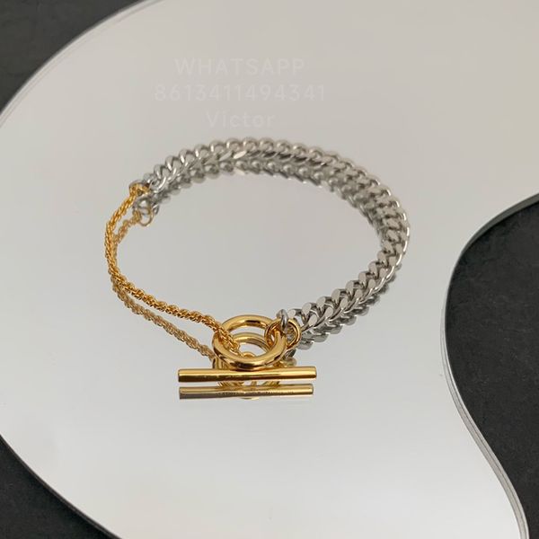 botiega curb chain contrast color bracelet designer for woman gold plated 18k jewelry official reproductions classic style fashion never fad, Golden;silver
botiega curb chain contrast color bracelet designer for woman gold plated 18k jewelry official reproductions classic style fashion never fad, Golden;silver