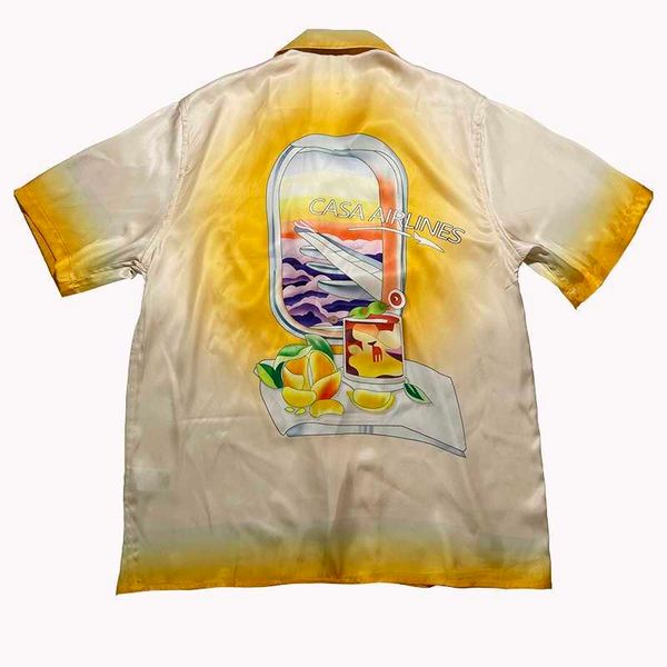 casablanca silk casual shirt men and women aviation window theme printing loose versatile short-sleeved shirt, White;black
casablanca silk casual shirt men and women aviation window theme printing loose versatile short-sleeved shirt, White;black